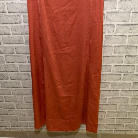 H & M V-NECK SATIN SLIP DRESScoral size xL - Picture 3 of 6